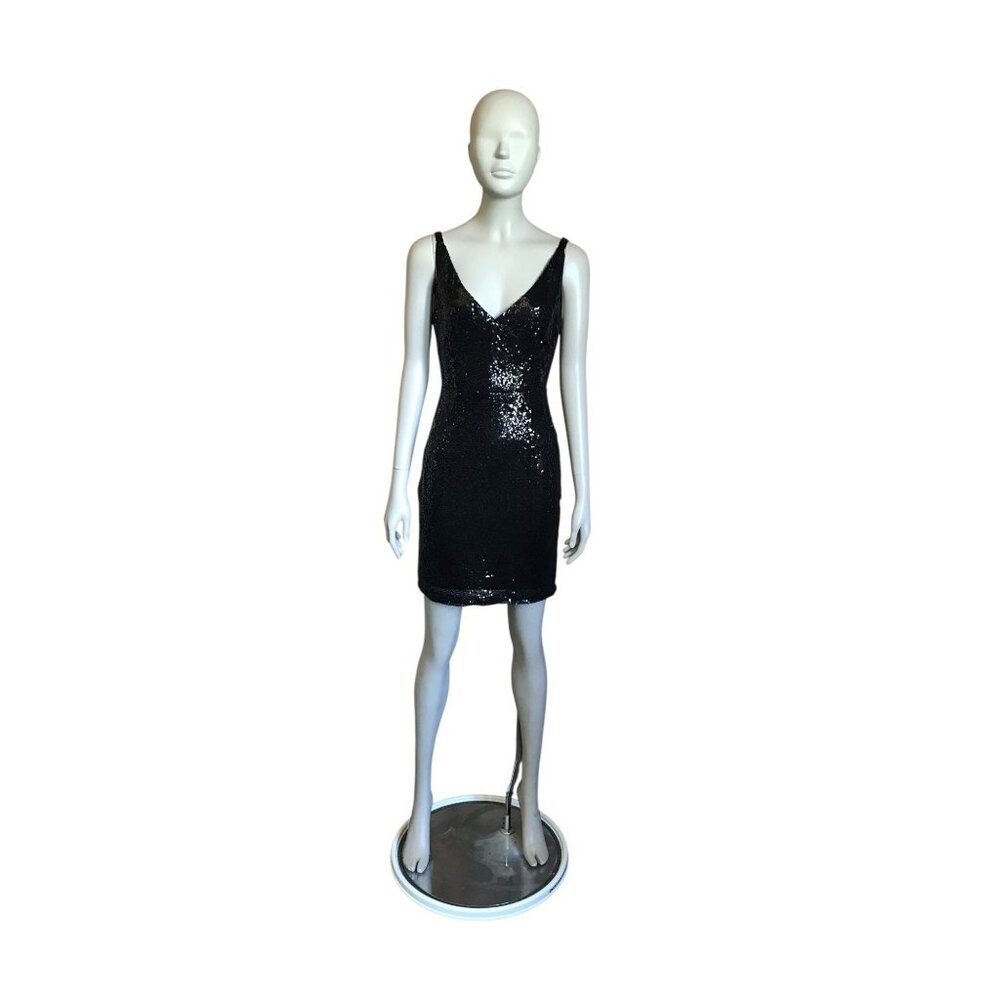 Lulu's Black Sequin A Line Mini Dress